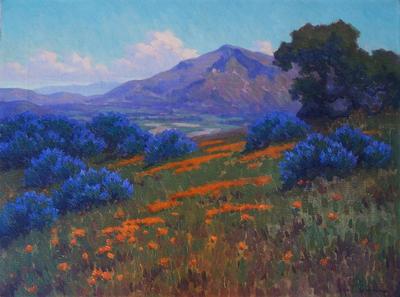 John Gamble "Lupine and Poppies", 18 x 24 inches, oil on canvas, superb condition! Available